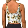 thumbnail image 3 of Haiem Sunflowers Leaves And Birds Pattern Womens Sports Bra - U Neck Padded Low Impact Yoga Bra Workout Crop Top Gym Moisture-Wicking Workout Vest -Small, 3 of 9