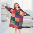thumbnail image 5 of FORMRS Wearable Blanket Hoodie with Sleeves for Kids Cozy Flannel Sweatshirt, Red and Purple Plaid Pattern, 5 of 7