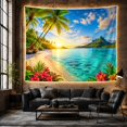 thumbnail image 6 of Floral Garden Tropical with Beach Foreground Clusters Bright, Mystical Fantasy for Space Lovers, Galaxy Room Decor, Mother'S Day Gift, Tapestry Wall Hanging for Bedroom and Dorm, 6 of 7