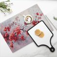 thumbnail image 4 of BaHomeck placemats Set of 4 Red Plum Blossoms With Gray Branches Cotton Linen rectangle Placemats for Kitchen Dining Table Indoor,Outdoor,18*12inch, 4 of 4