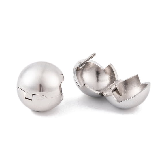 Non-Tarnish Round 304 Stainless Steel Hoop Earrings for Women Stainless Steel color 15.5mm