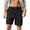 314#Black, variant on Mens Linen Shorts Casual Elastic Waist Drawstring 7 inch Inseam Shorts Stretch Summer Beach Wear Lightweight Khaki 2XL