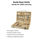 Homeware Kids Tool Set with Wood Carry Case, 16 Pieces, Ages 8 and Up