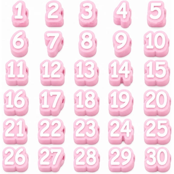 Numbered Pencil Toppers, 30/50,Classroom Organization Labels for Student Pencils, Reusable Number Tags for Teacher Supplies (Pink, Number: 1-30)
