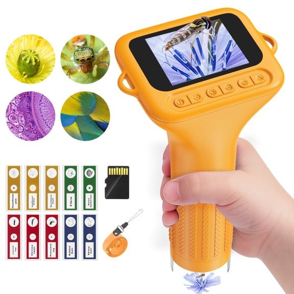 BEBANG Handheld Microscope, 1080P Digital Portable Microscope for Adults Kids, 8GB, 15 Slides