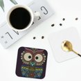 thumbnail image 4 of Yiaed Boho Owl Print Leather Coasters for Drinks - Cup Coasters Coffee Table Kitchen Table Bar, Home & Office Gifts Handmade Drink Coasters-Square, 4 of 6