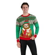 Holiday Hype Men's Festive Ugly Christmas Holiday Party Pull Over Sweater, Dad Sloth, X-Large
