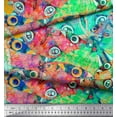 thumbnail image 2 of Soimoi Orange Rayon Fabric Colorful Butterfly Printed Fabric 1 Yard 56 Inch Wide, 2 of 3