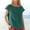 Green, variant on Fnochy Cyber Monday Women's Shirts Solid Color Summer Fashion Cropped Sleeve Lapel V-Neck Cotton Line Loose Blouse