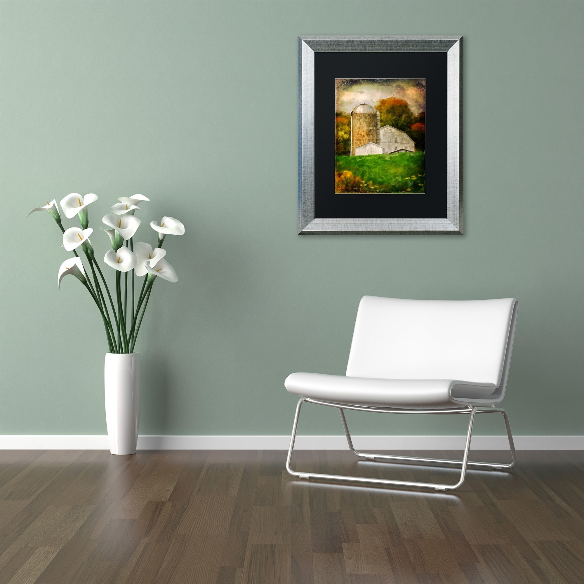 Trademark Fine Art "Down on the Farm" Canvas Art by Lois Bryan Black Matte, Silver Frame