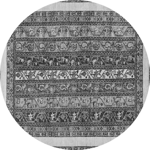 Ahgly Company Indoor Round Abstract Gray Modern Area Rugs, 6' Round