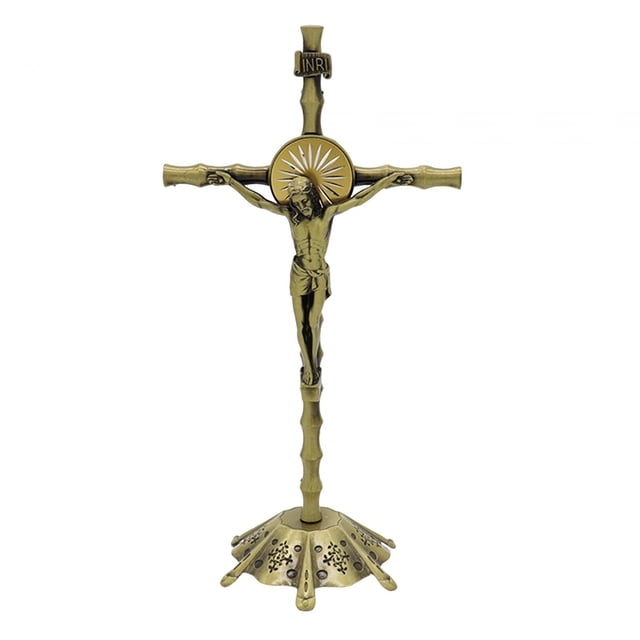 Crucifijo de pie Sunnimix Cruz de pared bronce