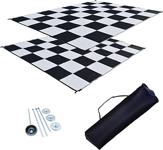 Reversible RV Outdoor Rug for Backyards, Beaches, Camping Grounds