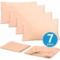 thumbnail image 3 of Split King Size Bed Sheets - 6 Piece 1500 Supreme Collection Fine Brushed Microfiber Deep Pocket Split King Sheet Set Bedding - 2 Extra Pillow Cases, Great Value, Split King, Peach, 3 of 6
