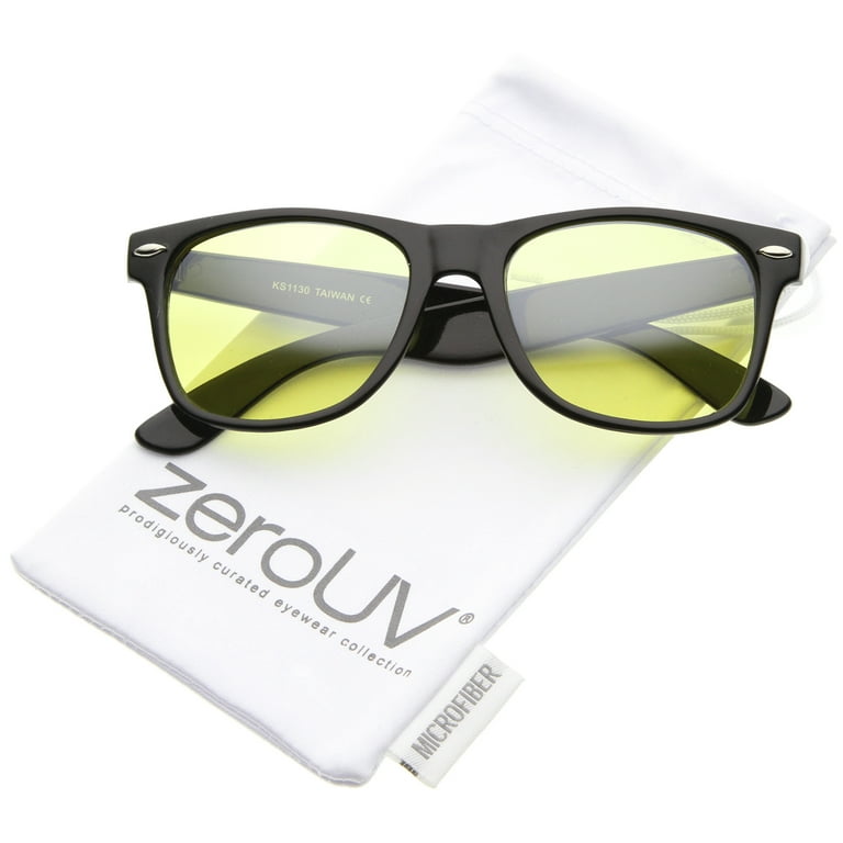zerouv retro wide temple color tinted square lens horn rimmed
