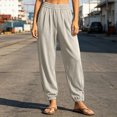 thumbnail image 2 of LIaqionyy Women Pants Casual Flowy Pant Elastic Waist Jogger Vacation Beach Lightweight Lounge Trousers with Pockets, 2 of 7