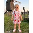 thumbnail image 3 of BemeyourBBs Toddler Baby Girl Back to School Overalls Shorts Outfit Kids Pre Kindergarten Outfit Baby Summer Romper Bib Overalls Clothes Apple Pencil Print Adjustable Strap Jumpsuit with Pocket, 3 of 9