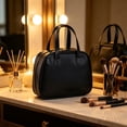 thumbnail image 5 of Qliuoazw Large Capacity Premiums Leather Makeup Bag Portable Waterproof Cosmetic Bag With Dividers High Gloss Tote Travel Organizer For Women, 5 of 6