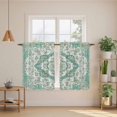 thumbnail image 2 of Turquoise Boho Tier Curtains 54 Inch Length, Vintage Abstract Floral Ethnic Tribe Cafe Short Curtains for Bathroom Over Sink, Small Kitchen Curtain Light Filtering Tiered Drapes 2 Panels 27.5"Wx54"L, 2 of 8