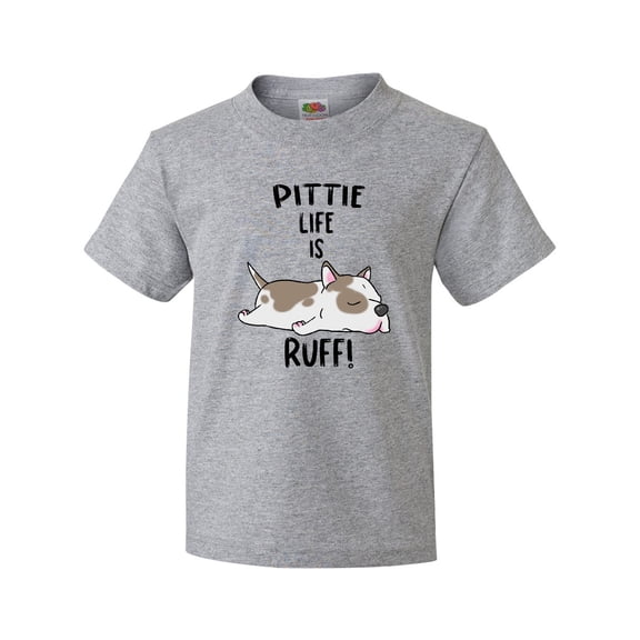 Inktastic Pittie Life is Ruff Spotted Pit Bull Youth T-Shirt