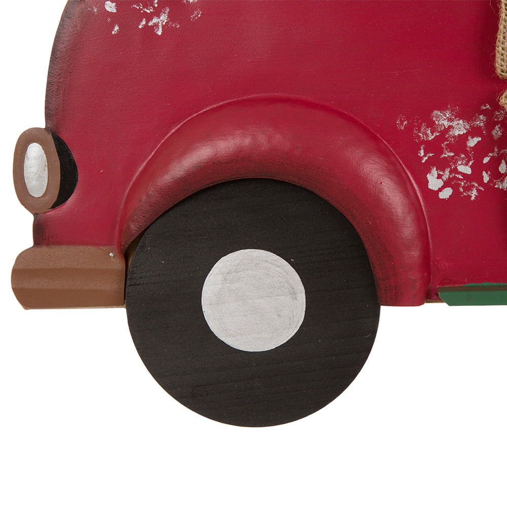 Glitzhome Wooden Lighted Christmas Truck Countdown Advent Calendar Hanging Decor 