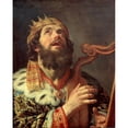 thumbnail image 2 of Gerard van Honthorst 12x14 Gold Ornate Wood Frame and Double Matted Museum Art Print Titled - King David Playing the Harp (1622), 2 of 4