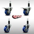 thumbnail image 2 of 3 Inch SS Blue Poly Swivel 1-1/8 Inch Expanding Stem Caster Set 2 Brakes, 2 of 2