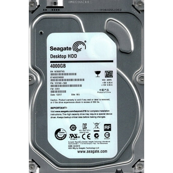 Seagate ST4000DM000 F/W: CC51 P/N: 1F2168-568 WU 4TB
