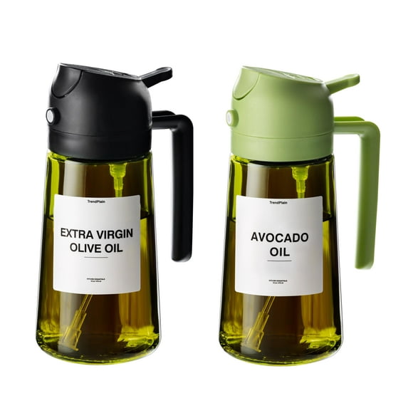 Botella dispensadora de aceite de oliva TrendPlain Original 470 ml, color negro y verde