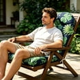 thumbnail image 4 of High Back Outdoor Chair Cushion, Waterproof Patio Chair Pad with Ties for Chairs, Rocking Chairs and Outdoor Furniture(Dark Green,110X50cm), 4 of 5