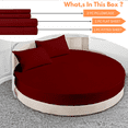 thumbnail image 3 of EASYCOT 800TC Egyptian Cotton Round Bed Sheet Set 18" Deep Pocket Burgandy, 76" Diameter, 3 of 6