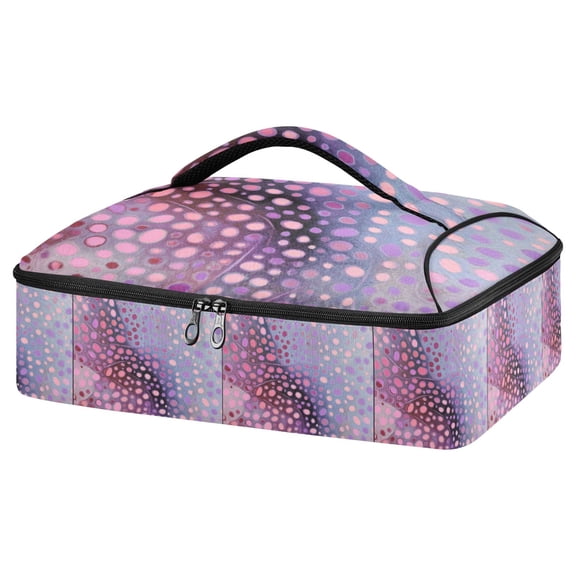 Iauyy Casserole Carrier for Hot Food Insulated Casserole Travel Carry Bag with Lid Food Warmer Bag for Party/Picnic,Soft Pastel Dots