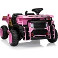 thumbnail image 4 of Geetinfly 24V Ride-On Dump Truck,2-Seater Remote Control Construction Toy with Electric Dump Bed,2WD/4WD Music Player & Speeds Up to 4.35 MPH,Extra Shovel,Pink, 4 of 8