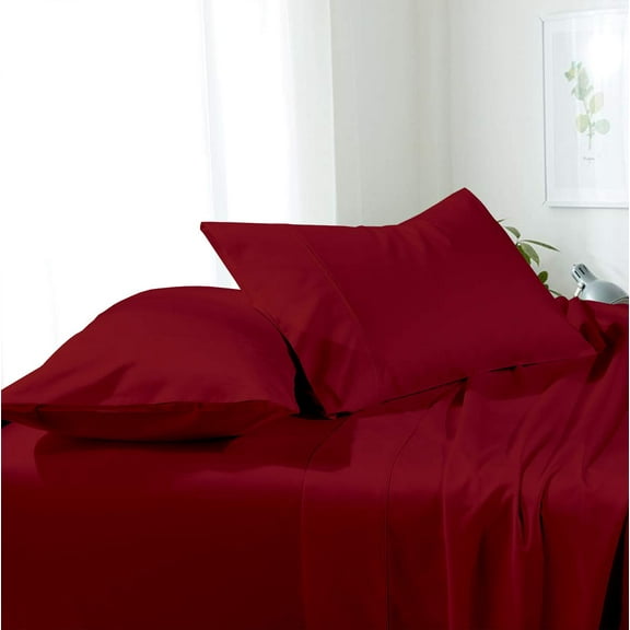 Alive Pixels Pillow Covers Burgundy Solid 100 Percent Cotton 2-Pcs Pillowcases 300TC (Euro 26x26, Burgundy)