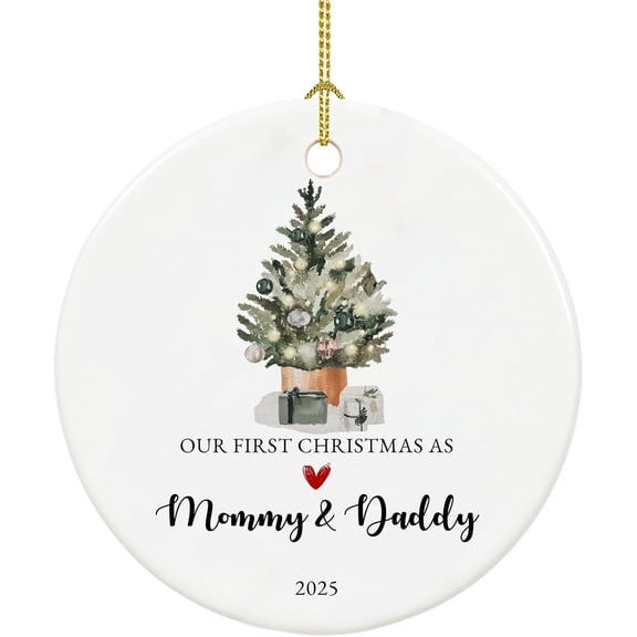 Our First Christmas as Mom and Dad Ornament 2025,New Mom and Dad Gifts 2025, Ceramic Keepsake New Parents Ornaments