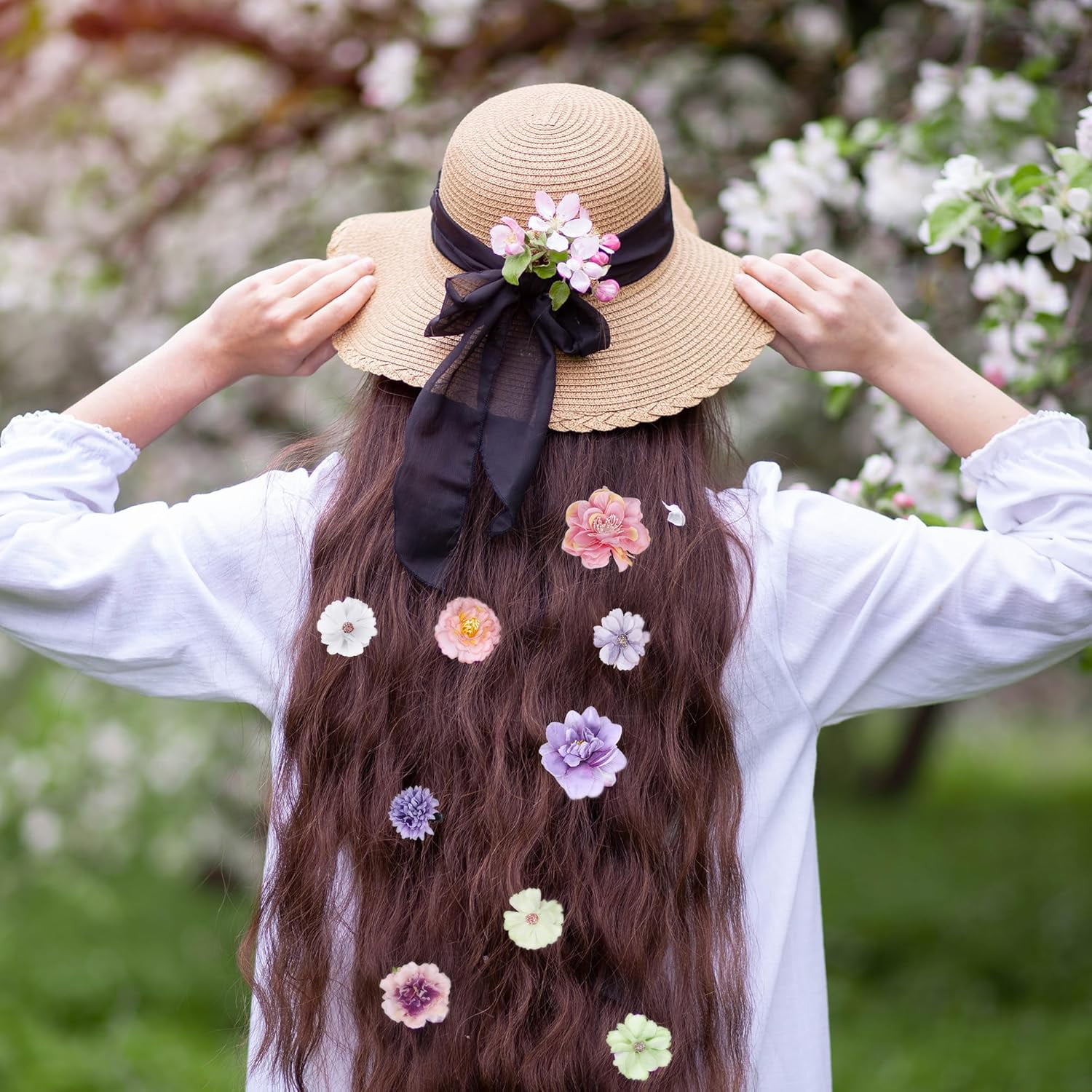 41 Pieces Flower Hair Clip Set Floral Pins for Women Girls Bride Handmade Flower Hair Aaccessories for Weeding(Yellow Green Blue Purple)