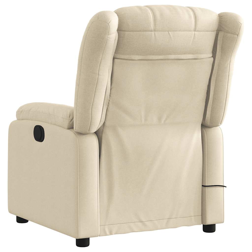 vidaXL Massage Recliner Chair, Adjustable Recliner with 6-Point Vibration Massage, Cream Fabric