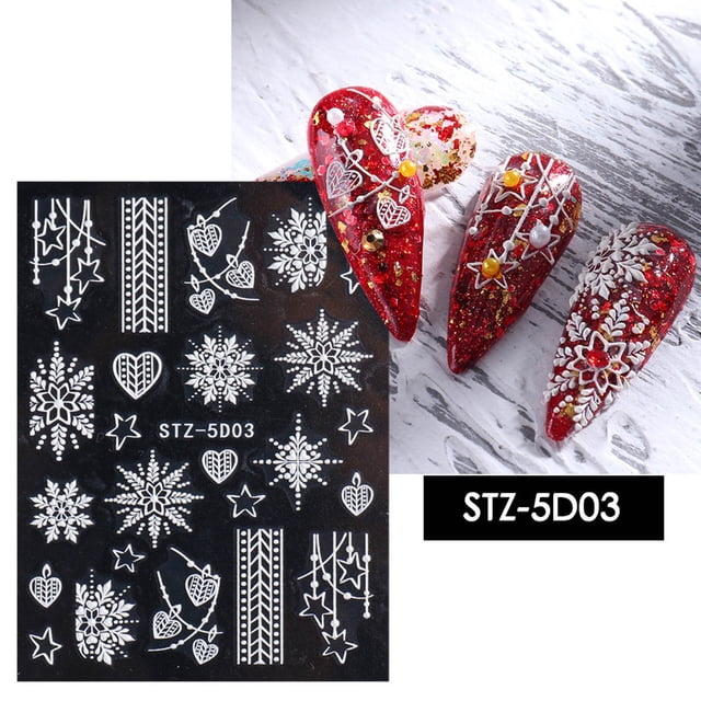 Navidad francés en forma de V tridimensional Navidad copo de nieve 5D adhesivo de resina adhesivo para uñas Wmkox8yii hjk4216