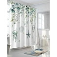 thumbnail image 5 of Green Coastal Waterproof Fabric Shower Curtain,Summer Eucalyptus Leaves Beach Ocean Starfish Conch Shower Curtain for Bathroom Curtains Bathtubs Hotel Shower Curtains with 12 Hooks Extra Long 72x96, 5 of 6
