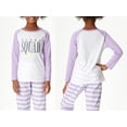thumbnail image 2 of Beezizac Pajamas for Girls Size 16 Pants & Long Sleeve Jammies Glitter Heart Tween/Teens Fall Cloths Set Purple, 2 of 7
