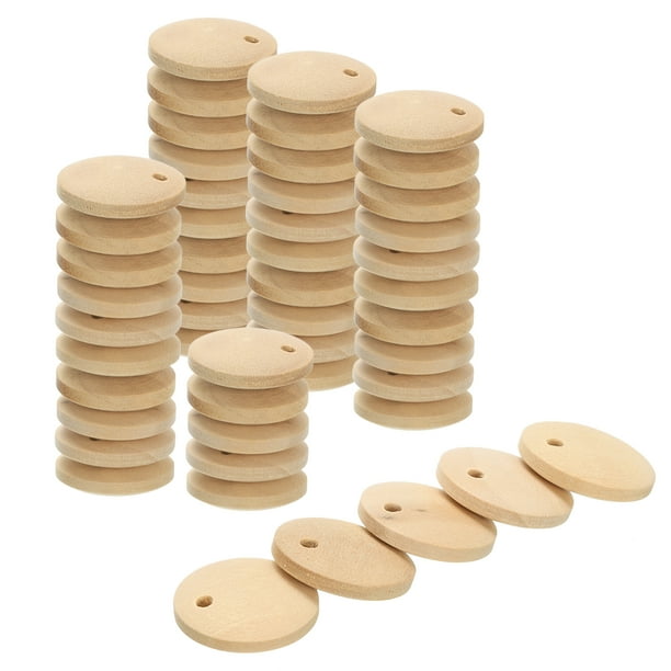 Round Wooden Discs, 50 Pack 15mm Log Unfinished Wood Circles with