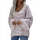 thumbnail image 1 of Suéter Holgado de Cuello Redondo, Larga, Hombros Descubiertos, Tejido Liso, para Mujer, para Otoño. Caqui M, 1 of 7