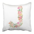 thumbnail image 1 of BSDHOME Colorful Watercolor Letter J Made Of Flowers Alphabet Monogram Pillowcase 20x20 inch, 1 of 1