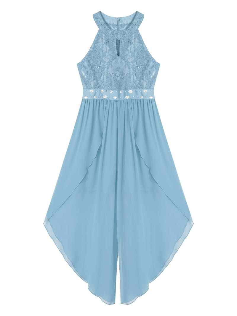 YiZYiF Kids Girls Sleeveless Chiffon Romper Maxi Dress for