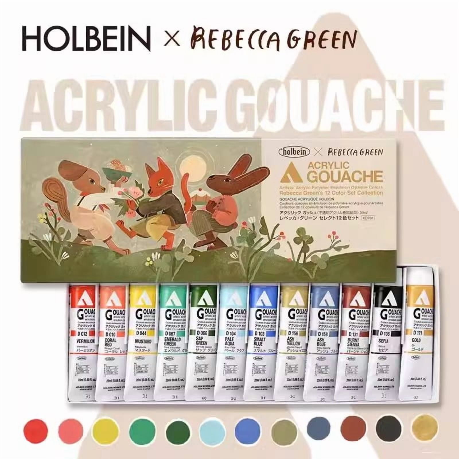 Holbein&Rebecca Green  collection 12color X 20ml set Acrylic Gouache