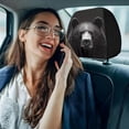 thumbnail image 5 of 2 Pack Animal Print Car Headrest Covers Black Panther Red Eyes & Grizzly Bear Head Rest Protector Covers Auto Interior Decor Accessories For Car SUV Truck, 5 of 6