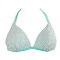 thumbnail image 3 of Hula Honey TURQUOISE Crochet Halter Push-Up Bikini Swim Top, US Small, 3 of 4