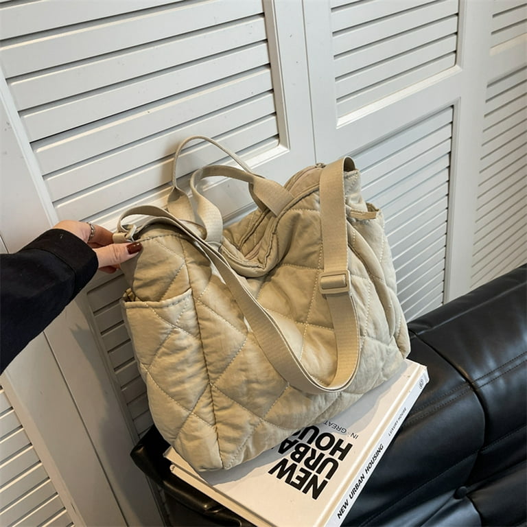 Yucurem Winter Shoulder Bag Quilted Rhombic Lattice Women Handbags for Work (White), Women's, Size: 1 Pack