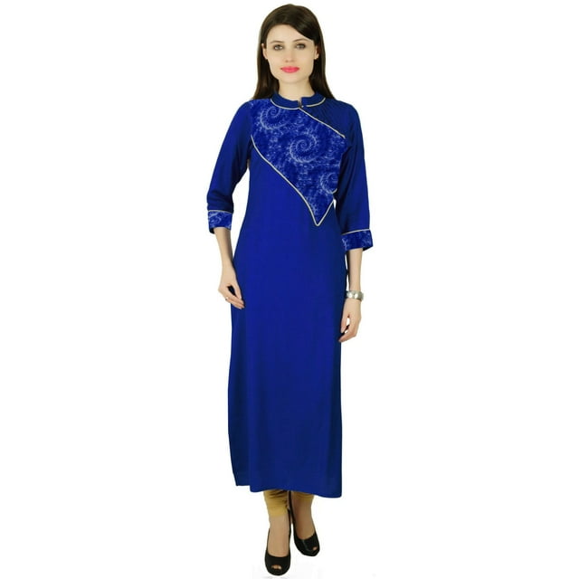 Kurta de Designer Bollywood Teinture sur Nœuds pour Femmes Kurti Ethnique Haut en Rayonne Tunique Robe