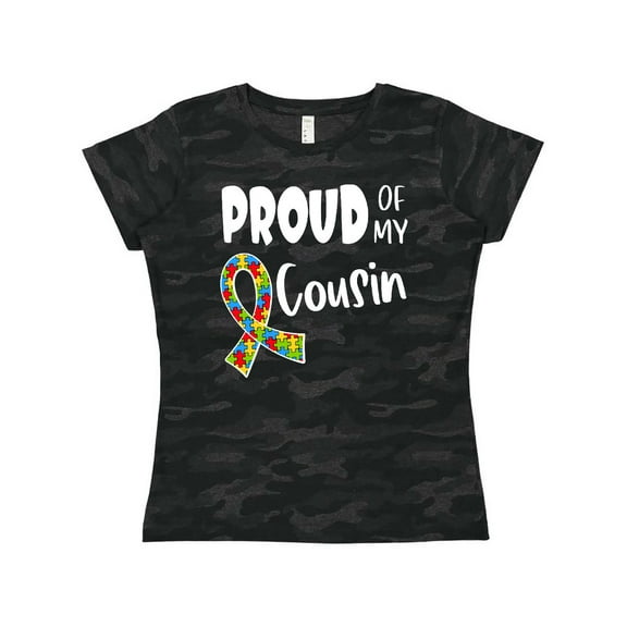 Inktastic Proud of my Cousin Autism Awareness Puzzle Piece Ribbon Women's T-Shirt